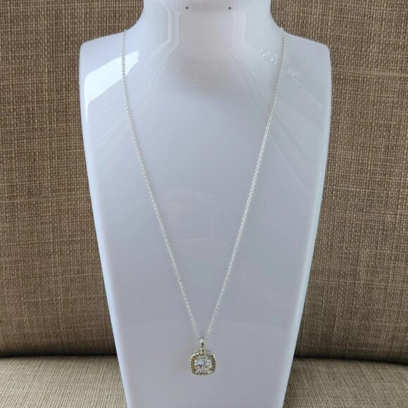 Fashion Necklace Silver Tone Pink Crystal Pendant Fashion Jewelry - Picture 3 of 13